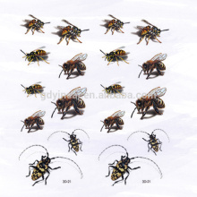 3D Simulated Bumble bee Cockroach Not-toxic sticker tattoo for Tricky